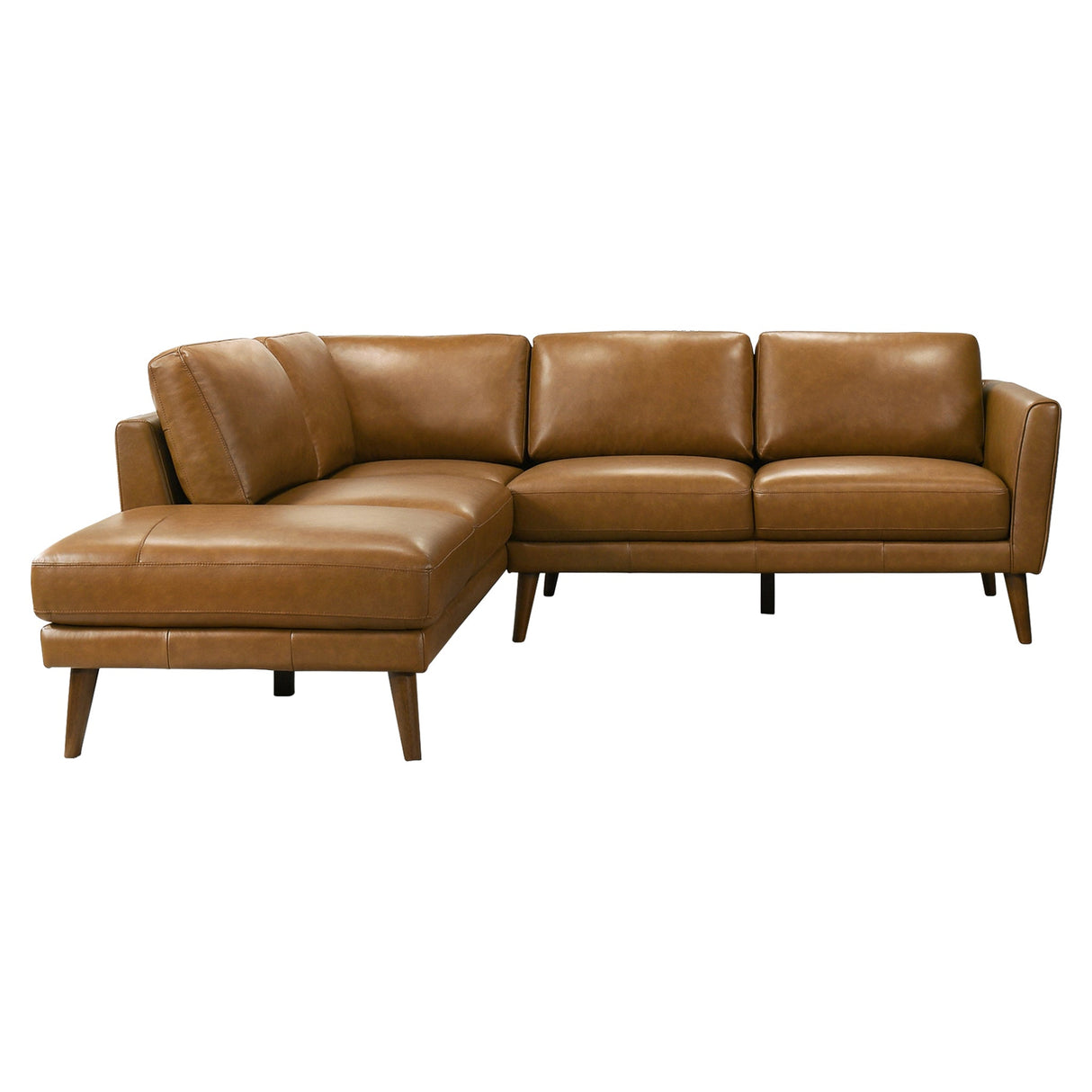 Benson Tan Leather Sectional Sofa Left Facing Chaise by Ashcroft Furniture at Eve Furniture
