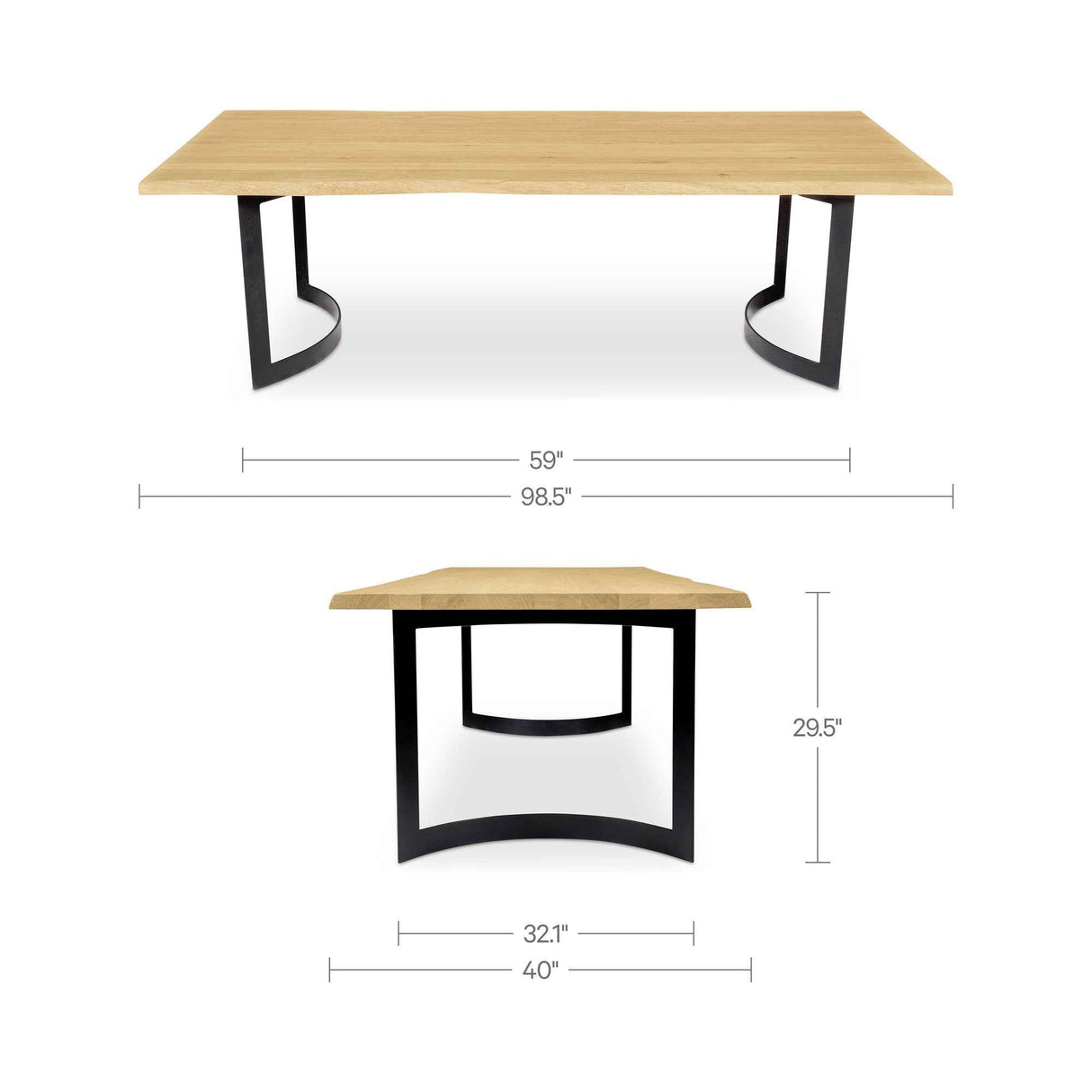 Bent Natural Oak Small Dining Table by Moe's Home at Eve Furniture
