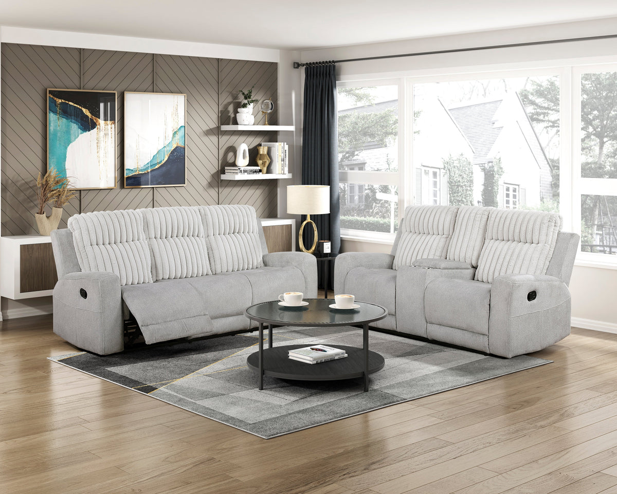 Benton Light Gray 2-Piece Double Reclining Set by Homelegance at Eve Furniture