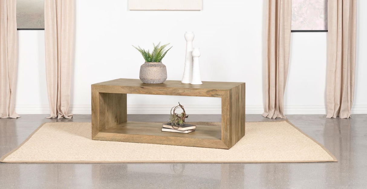 Benton Rectangular Solid Wood Coffee Table Natural by Coaster at Eve Furniture
