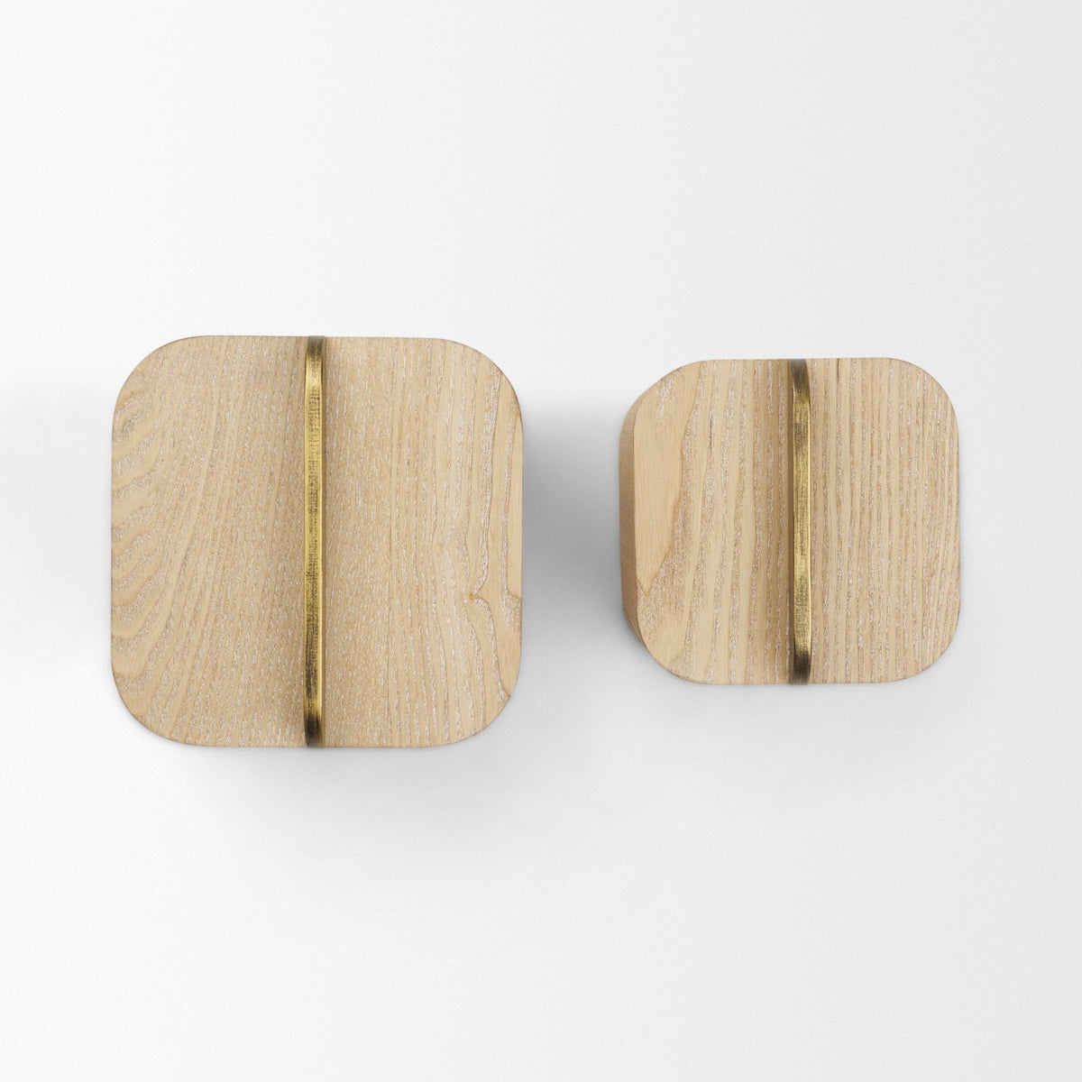 Benton White-Washed Wood w/ Brass Handle Decorative Box Set by Mercana at Eve Furniture