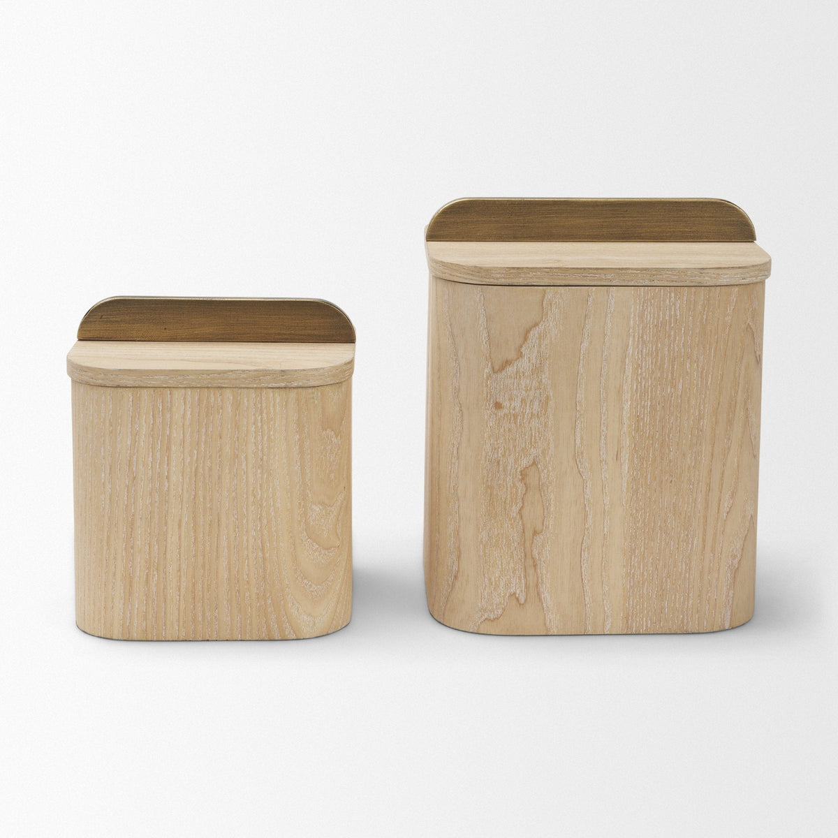 Benton White-Washed Wood w/ Brass Handle Decorative Box Set by Mercana at Eve Furniture