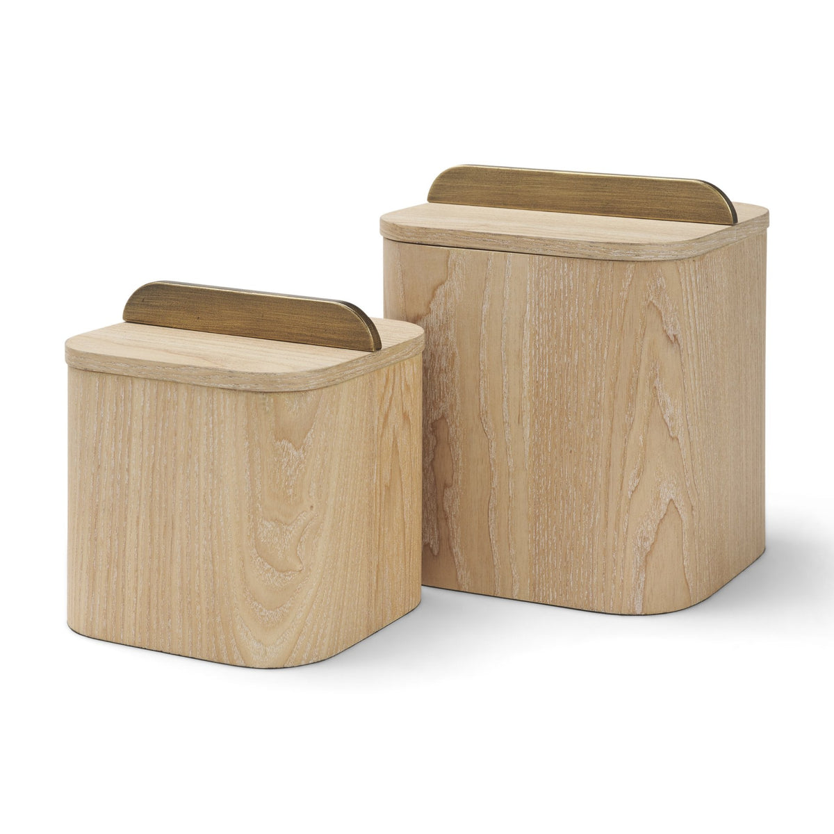 Benton White-Washed Wood w/ Brass Handle Decorative Box Set by Mercana at Eve Furniture