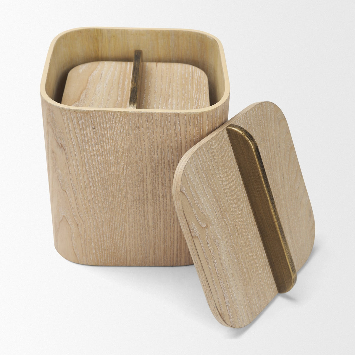 Benton White-Washed Wood w/ Brass Handle Decorative Box Set by Mercana at Eve Furniture