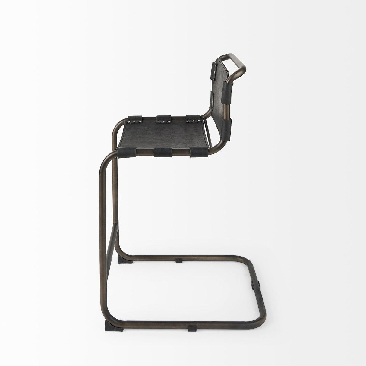 Berbick 21L x 25W x 38H Black Leather W/ Iron Frame Counter Stool by Mercana at Eve Furniture