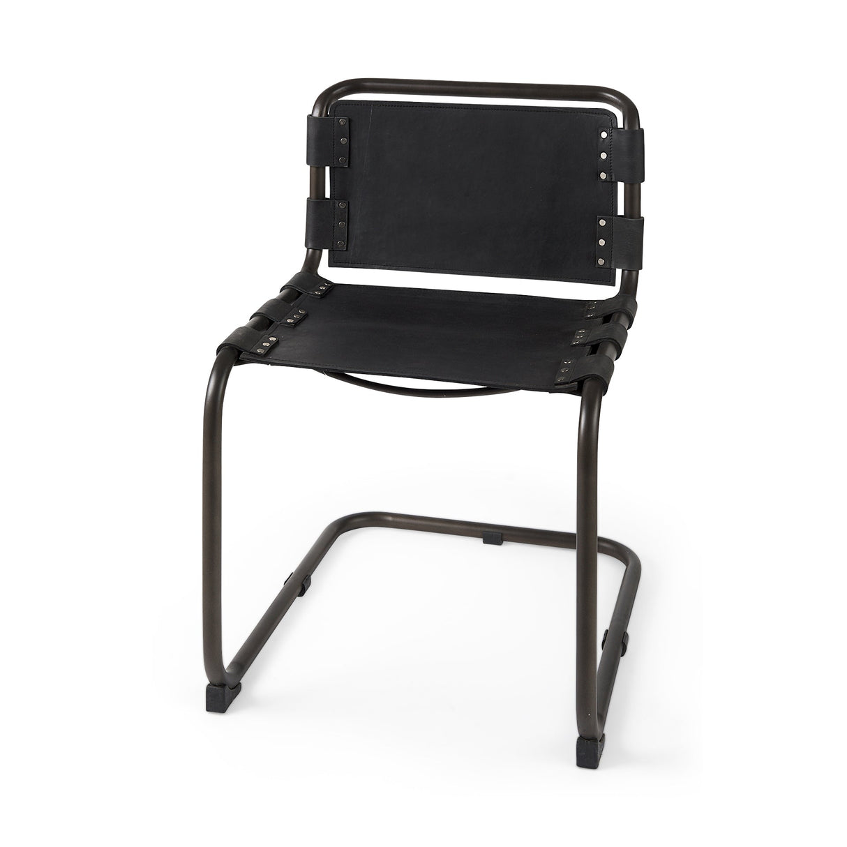 Berbick 33" Total Height Black Leather w/ Iron Frame Dining Chair by Mercana at Eve Furniture