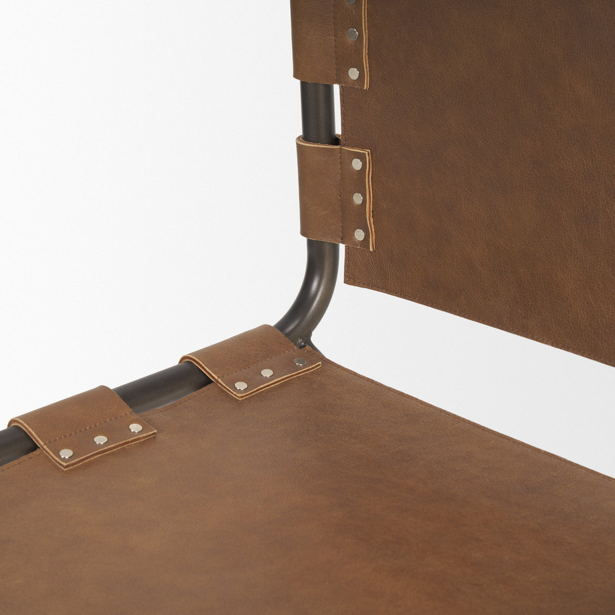 Berbick 33" Total Height Medium Brown Leather w/ Iron Frame Dining Chair by Mercana at Eve Furniture