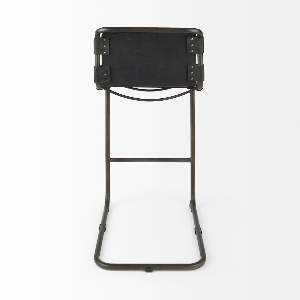 Berbick 43" Total Height Black Leather w/ Iron Frame Bar Stool by Mercana at Eve Furniture