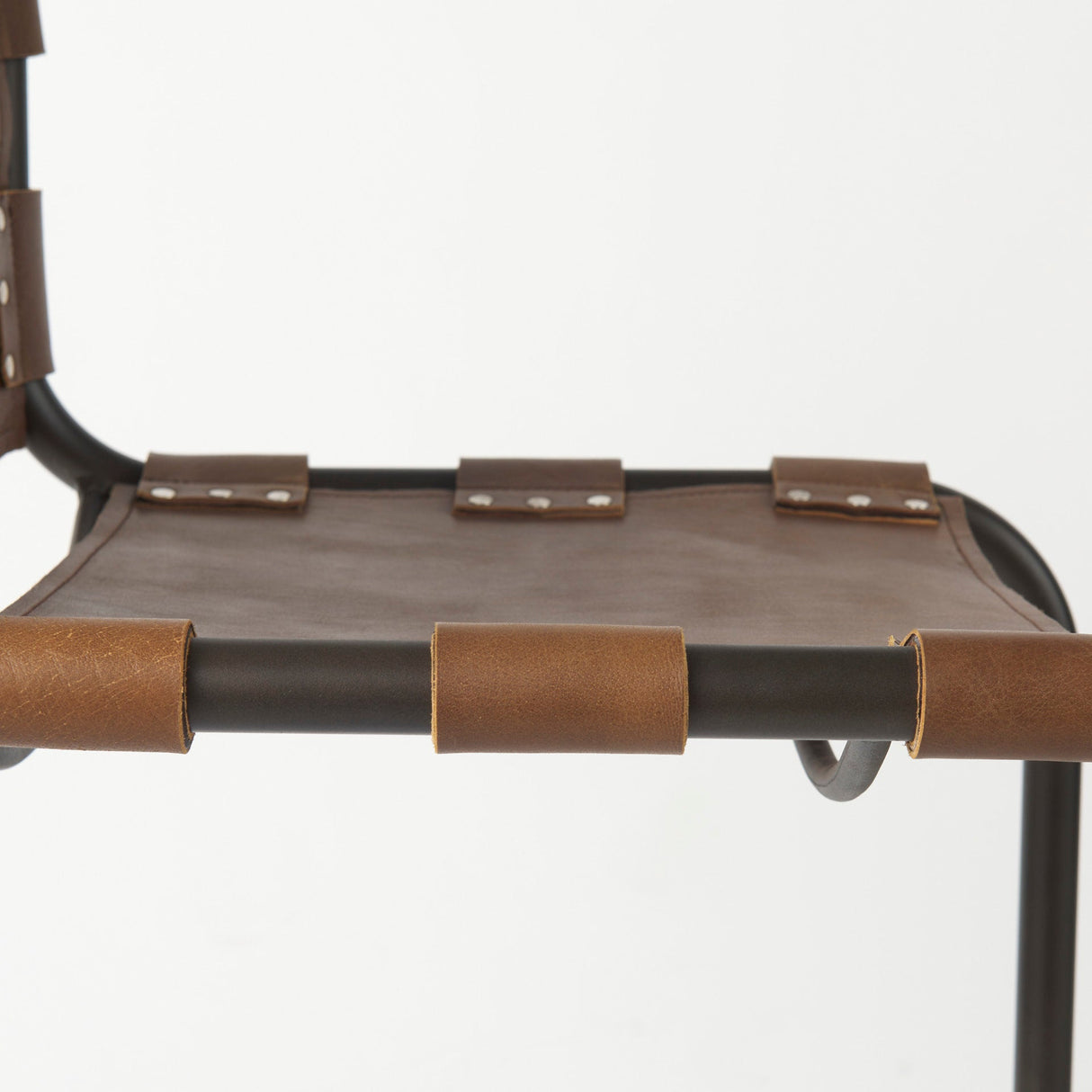 Berbick 43" Total Height Medium Brown Leather w/ Iron Frame Bar Stool by Mercana at Eve Furniture