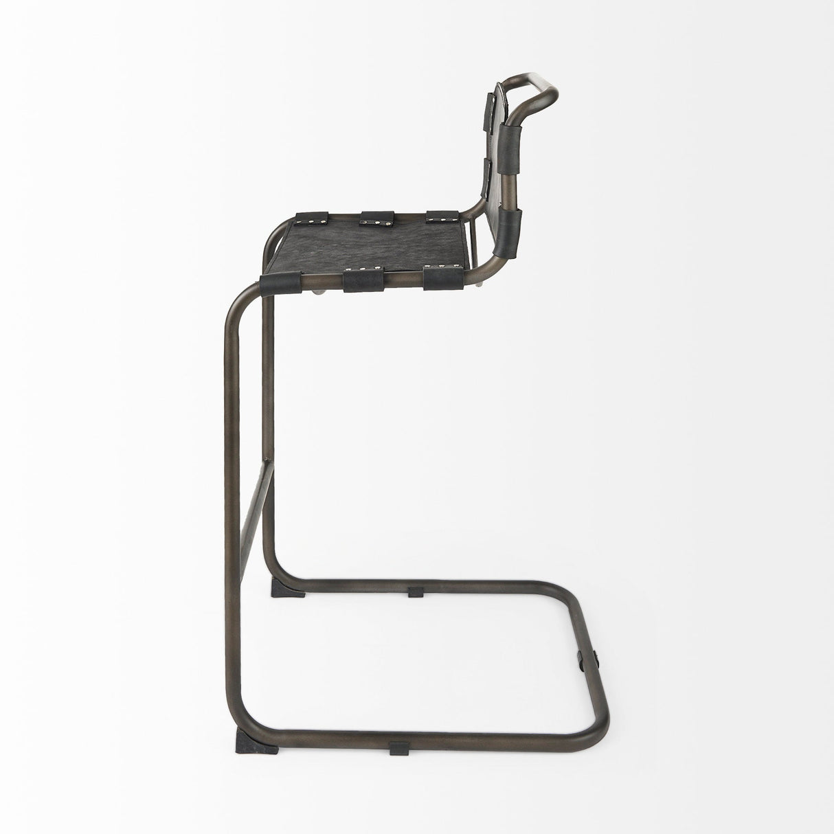 Berbick Black Leather w/ Iron Frame Bar Stool by Mercana at Eve Furniture