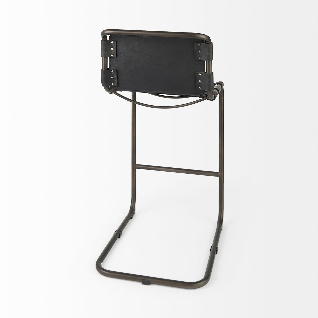 Berbick Black Leather w/ Iron Frame Bar Stool by Mercana at Eve Furniture