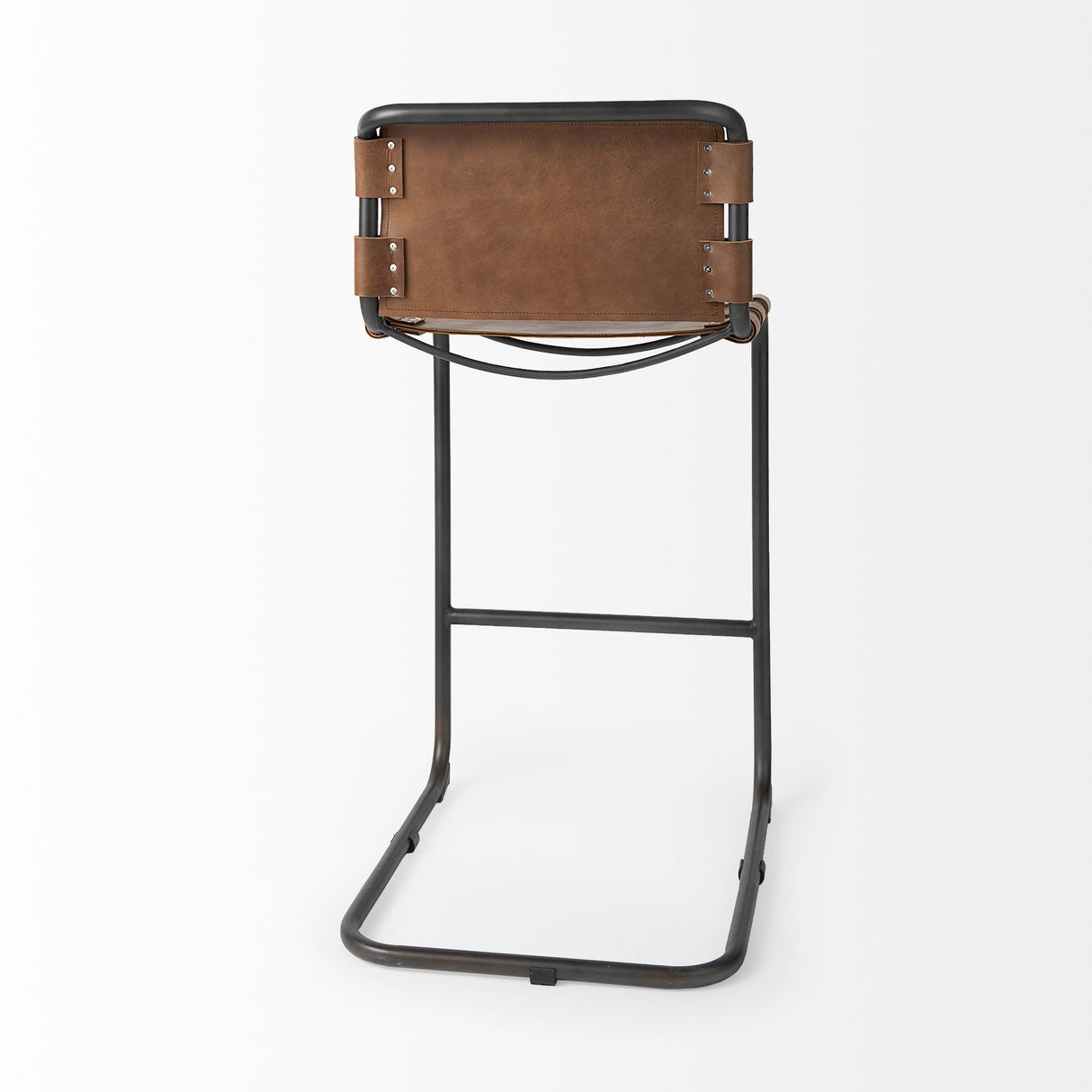 Berbick Medium Brown Leather w/ Iron Frame Bar Stool by Mercana at Eve Furniture