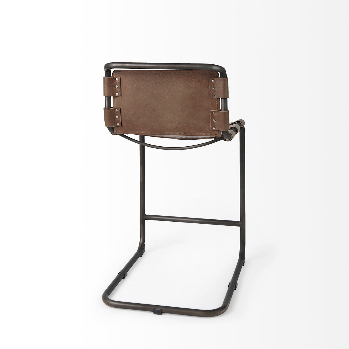 Berbick Medium Brown Leather W/ Iron Frame Counter Stool by Mercana at Eve Furniture