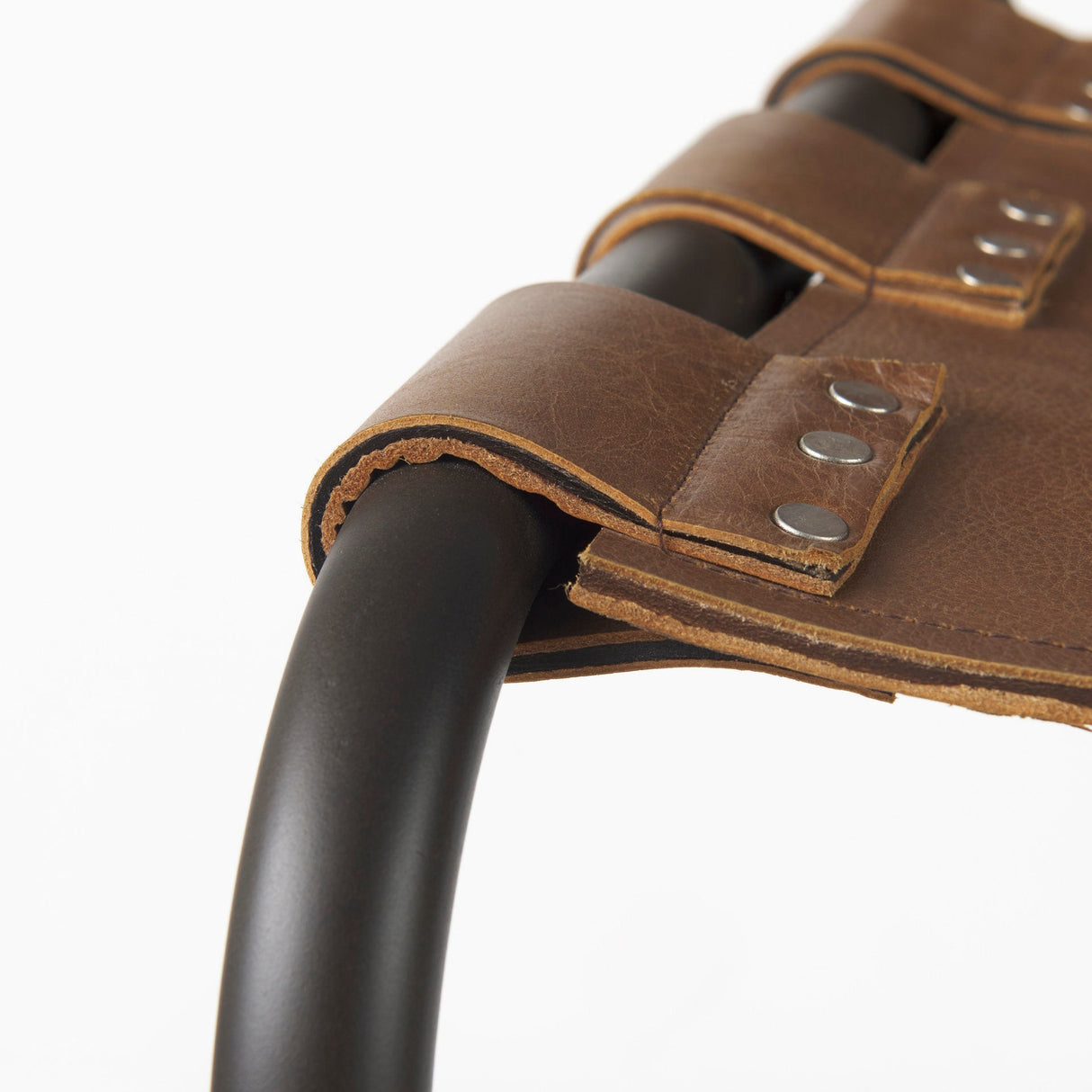 Berbick Medium Brown Leather W/ Iron Frame Counter Stool by Mercana at Eve Furniture