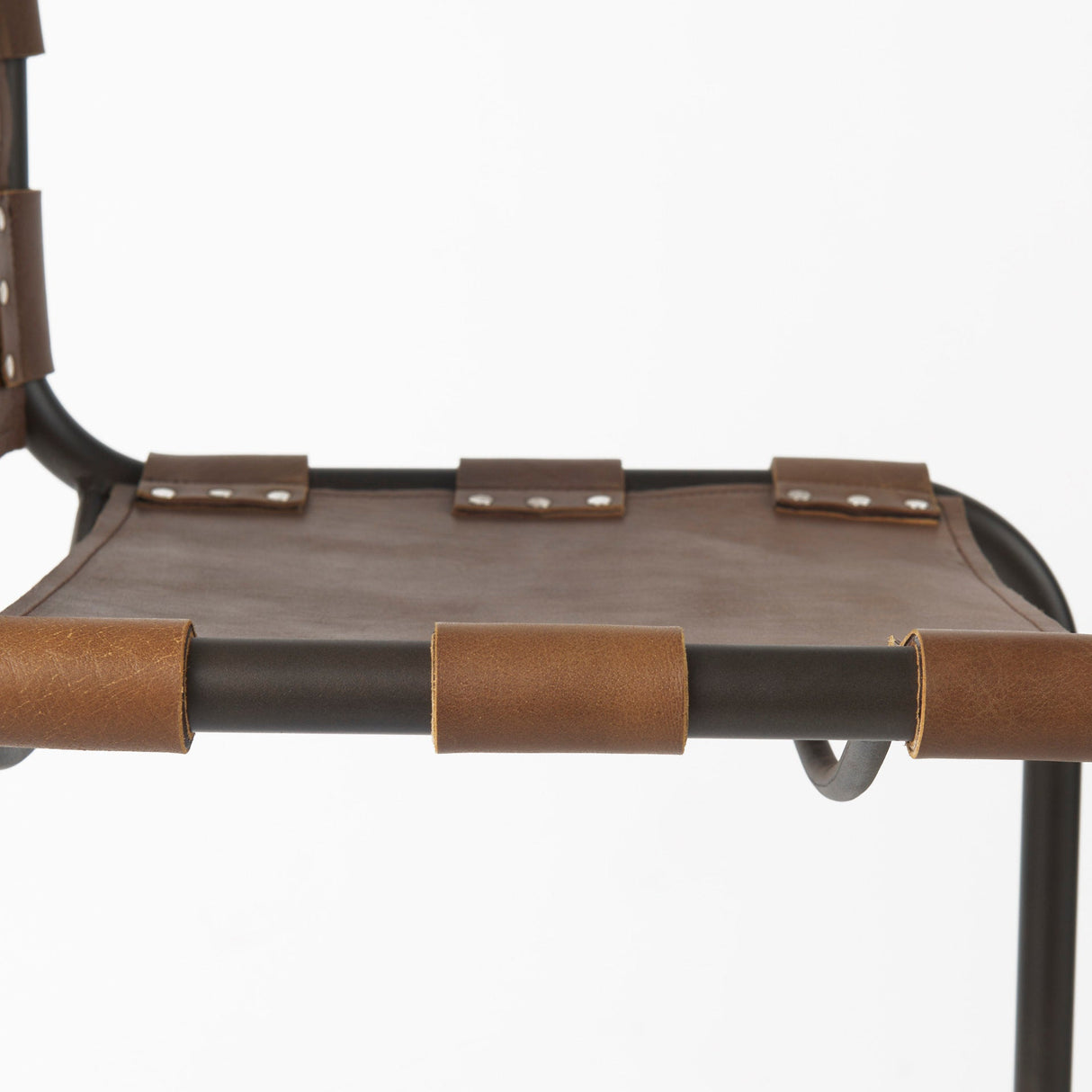 Berbick Medium Brown Leather W/ Iron Frame Counter Stool by Mercana at Eve Furniture