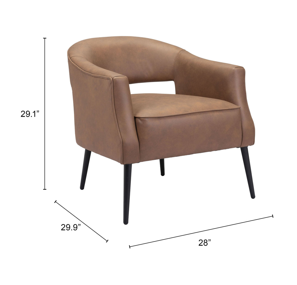 Berkeley Vintage Brown Accent Chair by Zuomod at Eve Furniture