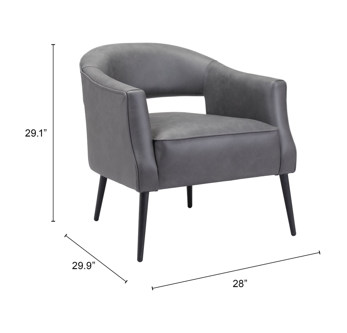 Berkeley Vintage Gray Accent Chair by Zuomod at Eve Furniture