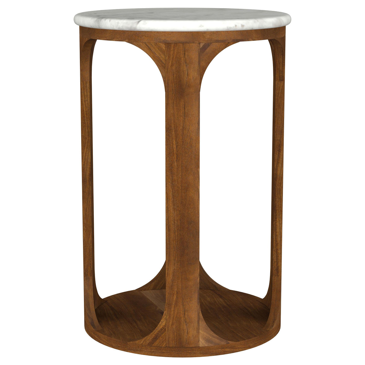 Berkeley White and Brown Round Marble Top Side Table by Coaster at Eve Furniture