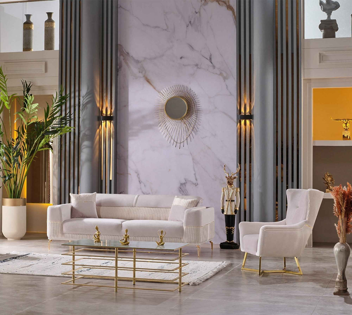 Berlin Beige 3-pieces (Sofa & Loveseat & Chair)Livingroom Set