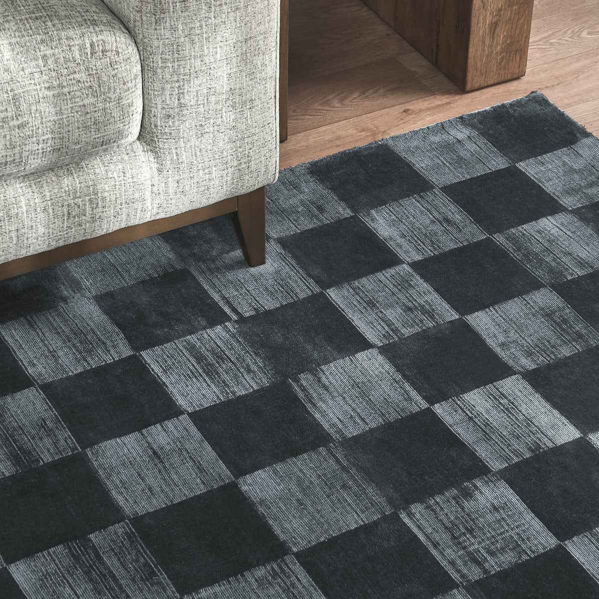 Berlin Check Ink Blue Rug by Classic Home at Eve Furniture