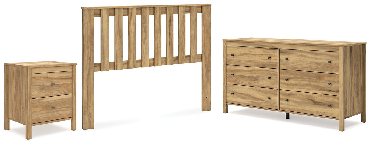 Bermacy Full Panel Headboard with Dresser and Nightstand in Light Brown by Ashley at Eve Furniture
