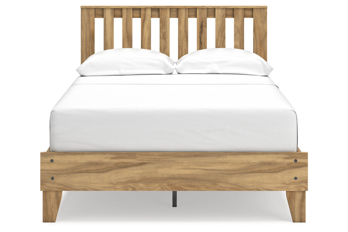 Bermacy Light Brown Full Slat Platform Bed by Ashley at Eve Furniture