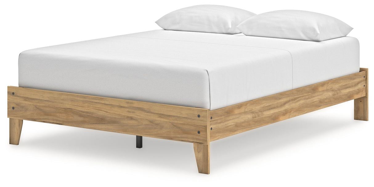 Bermacy Light Brown Queen Platform Base Bed by Ashley at Eve Furniture