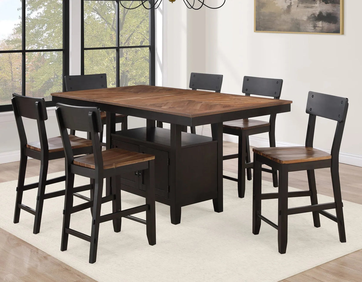 Bermuda Black/Dark Acacia Counter Height Dining Set by Steve Silver at Eve Furniture