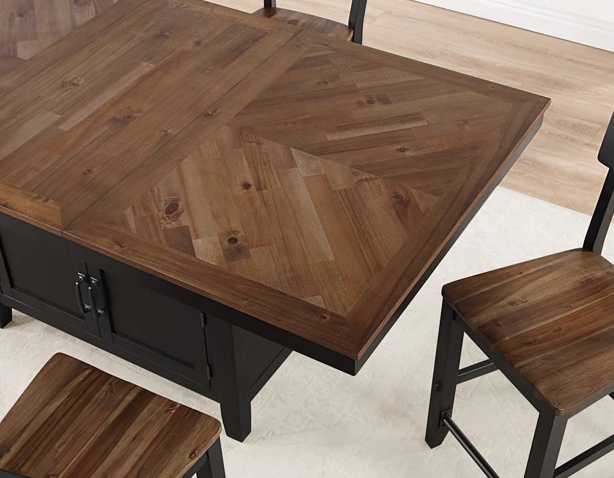 Bermuda Black/Dark Acacia Counter Height Dining Set by Steve Silver at Eve Furniture