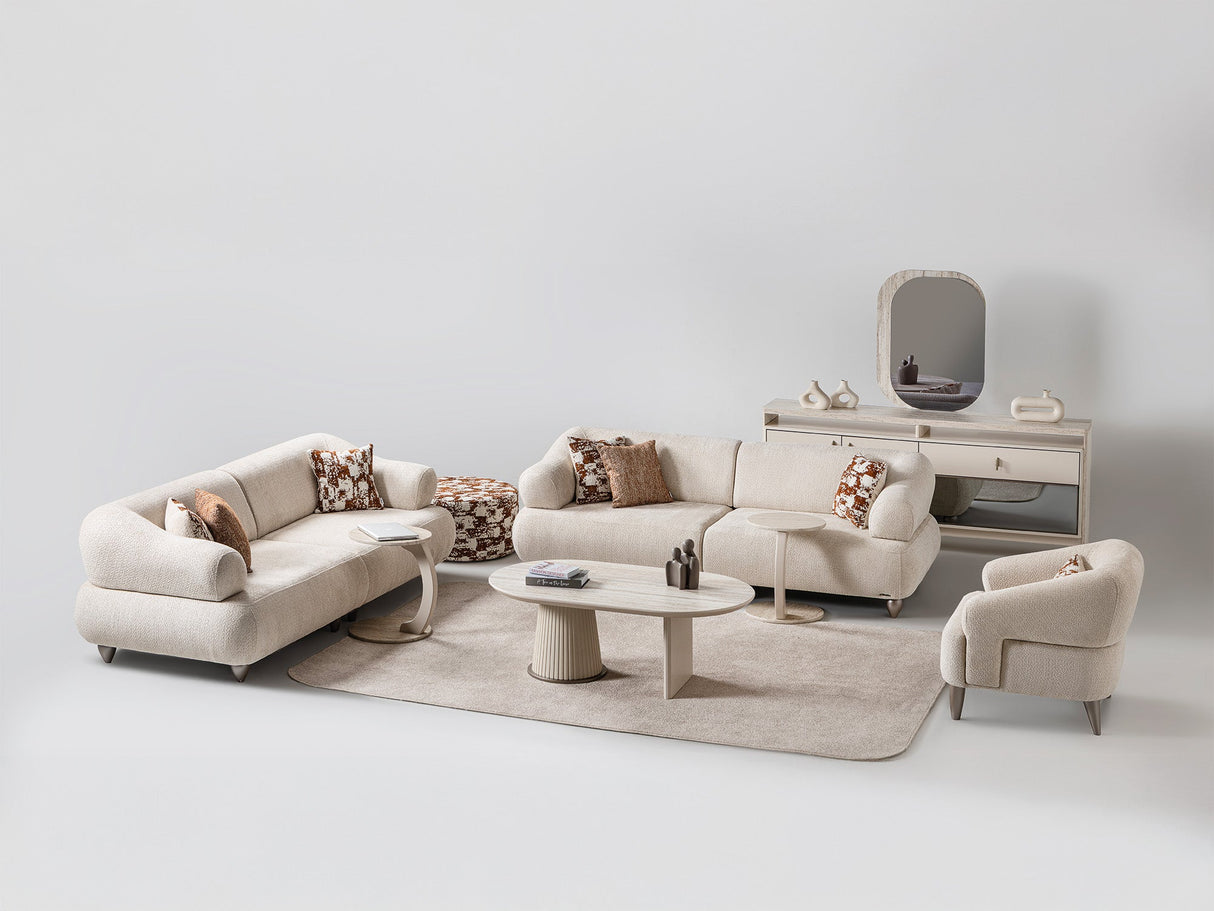 Bern 3-pieces (Sofa & Loveseat & Chair) Livingroom Set Cream by Furnia at Eve Furniture