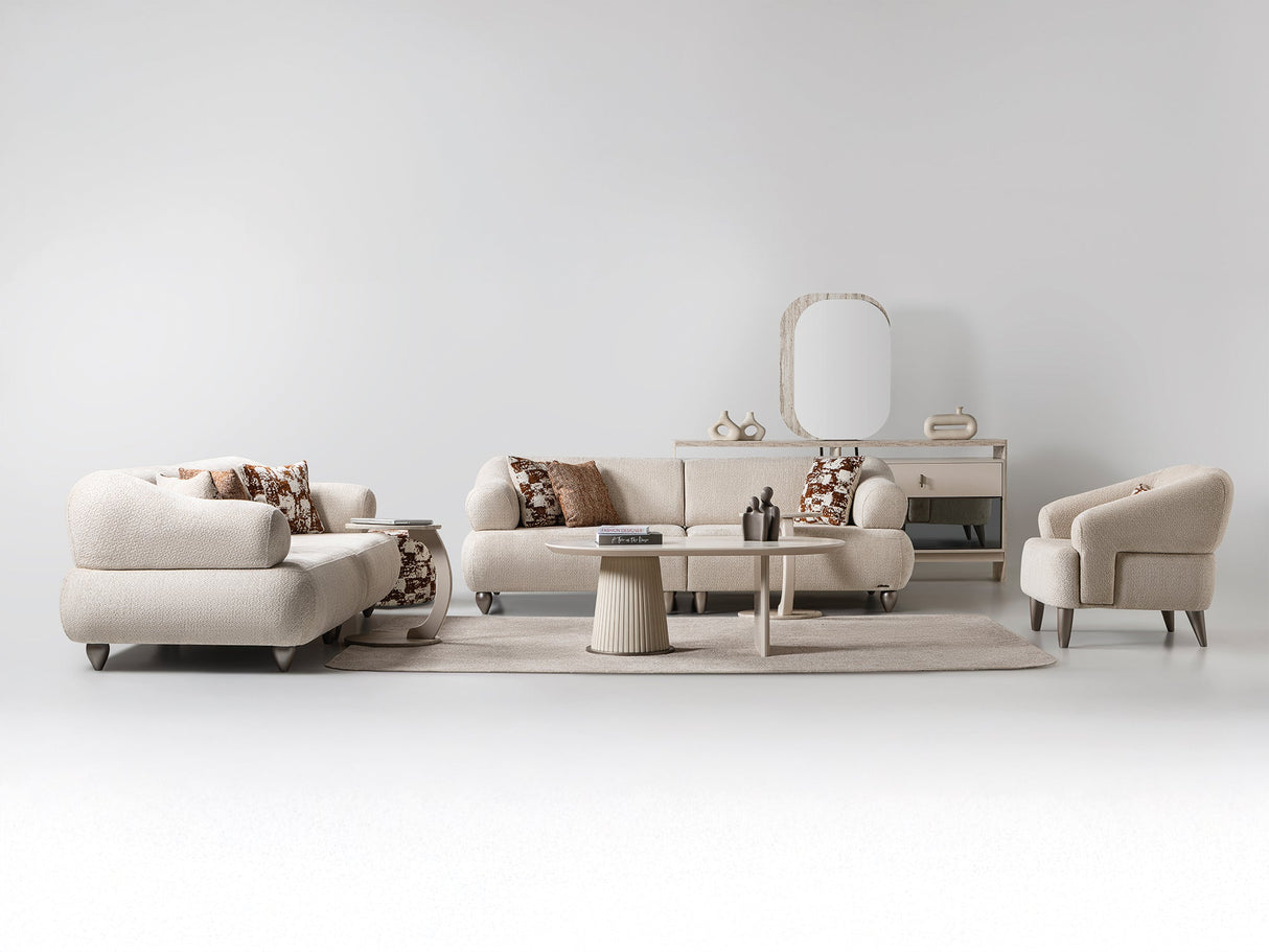 Bern 3-pieces (Sofa & Loveseat & Chair) Livingroom Set Cream by Furnia at Eve Furniture