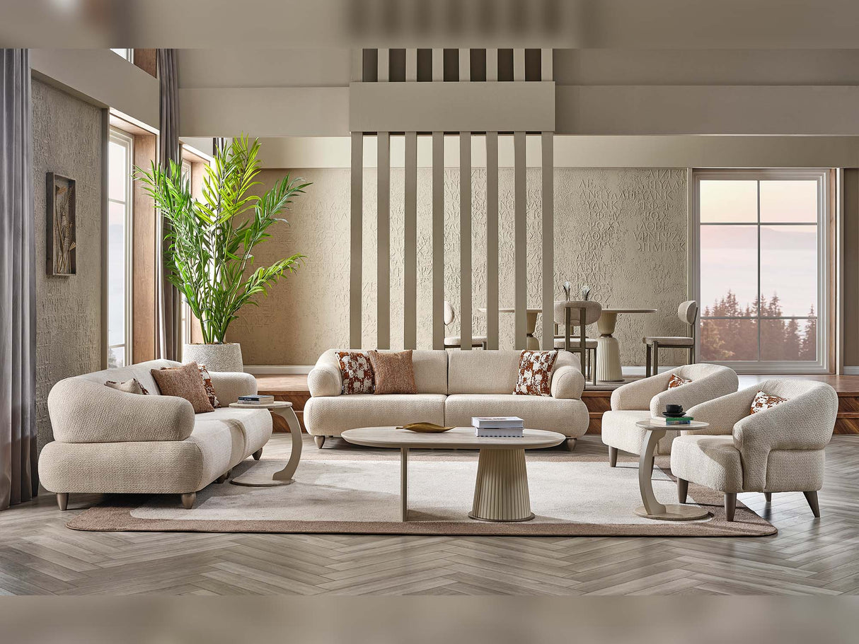 Bern Cream Convertible Loveseat by Furnia at Eve Furniture