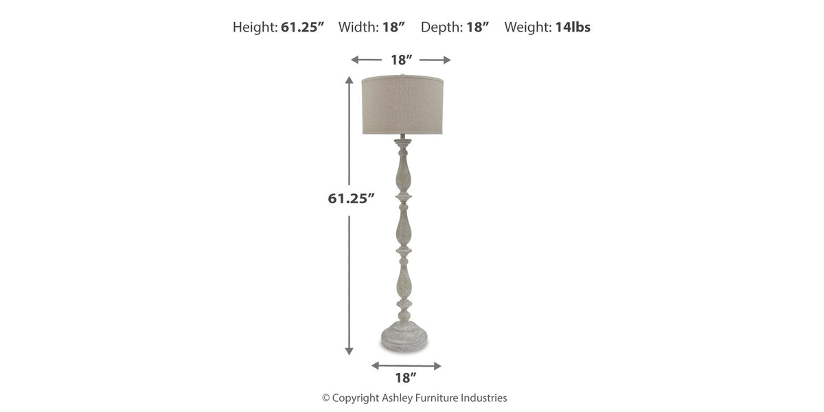 Bernadate 3-Piece Floor Lamp with 2 Table Lamps Set in Whitewash by Ashley at Eve Furniture