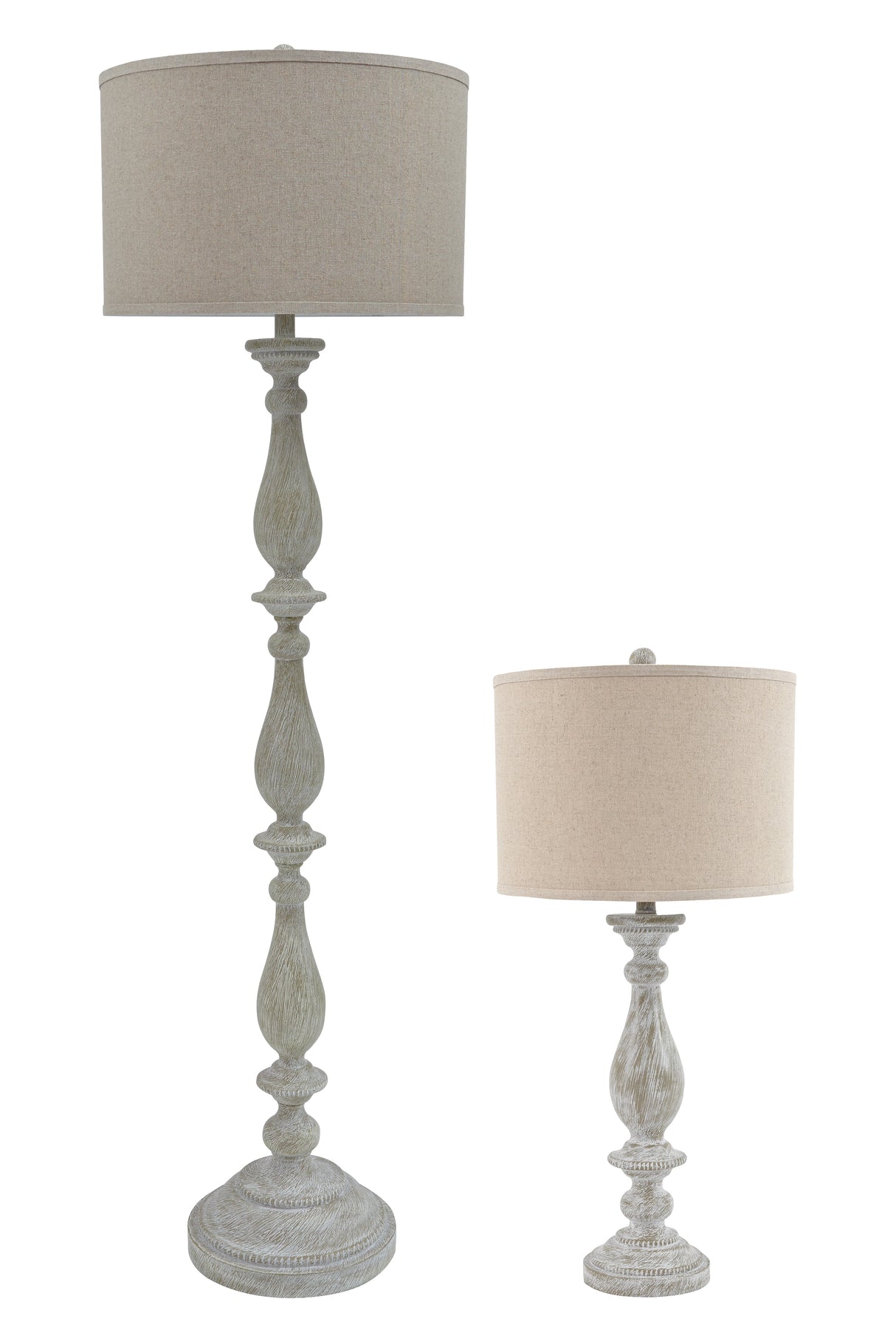 Bernadate 3-Piece Floor Lamp with 2 Table Lamps Set in Whitewash by Ashley at Eve Furniture