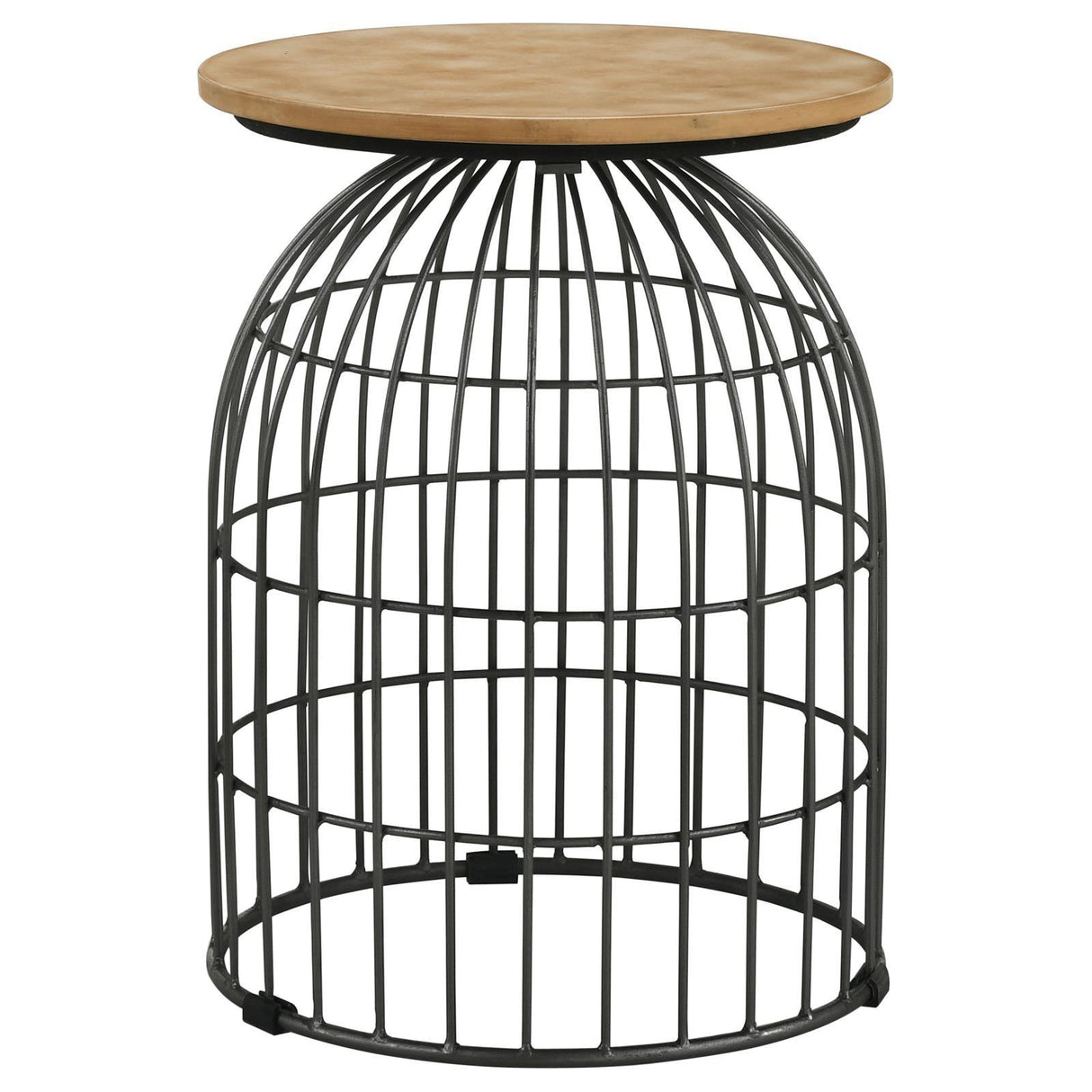 Bernardo Natural and Gunmetal Round Accent Table with Bird Cage Base by Coaster at Eve Furniture