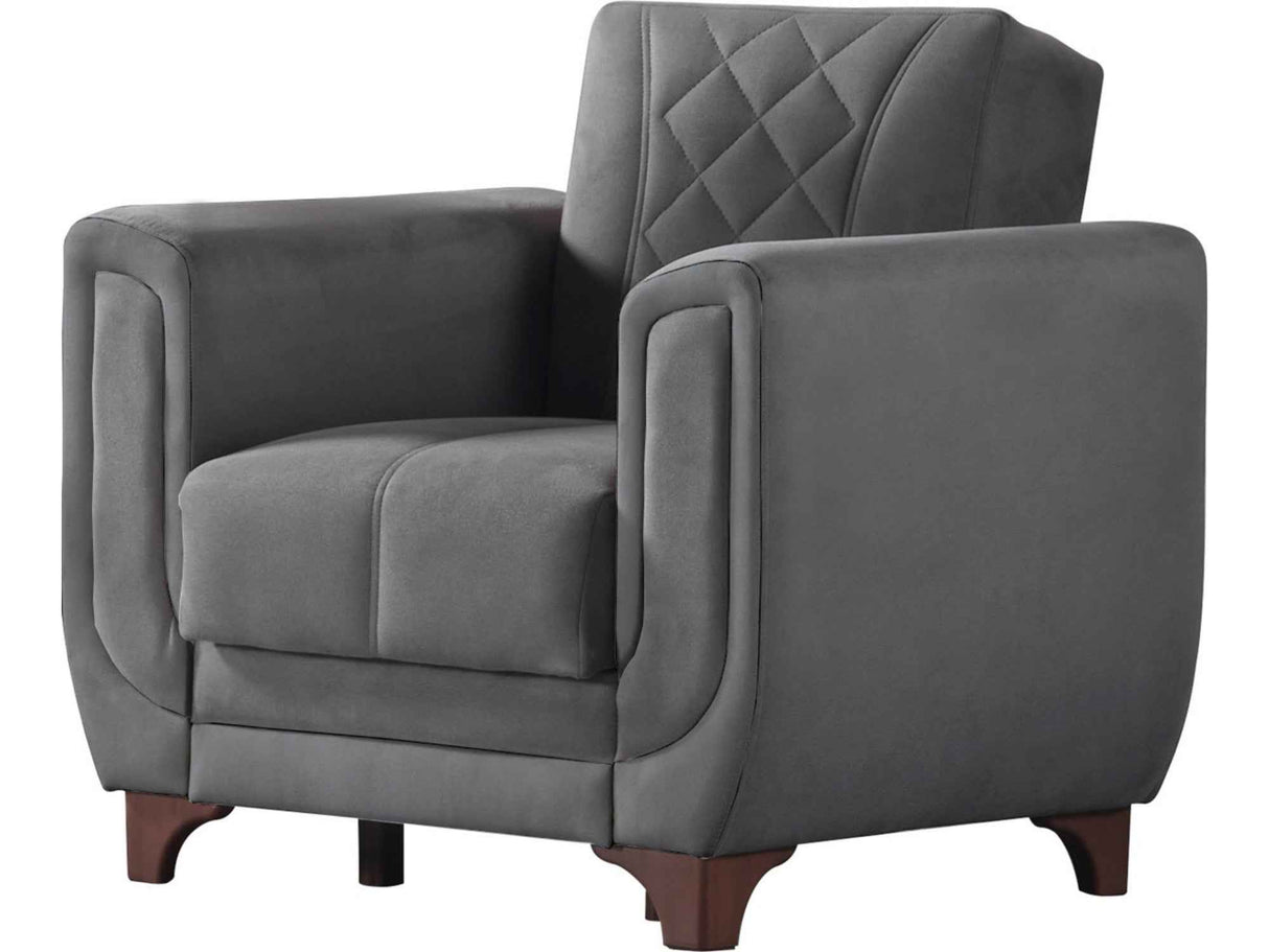 Berre Pla Gray Armchair by Furnia at Eve Furniture