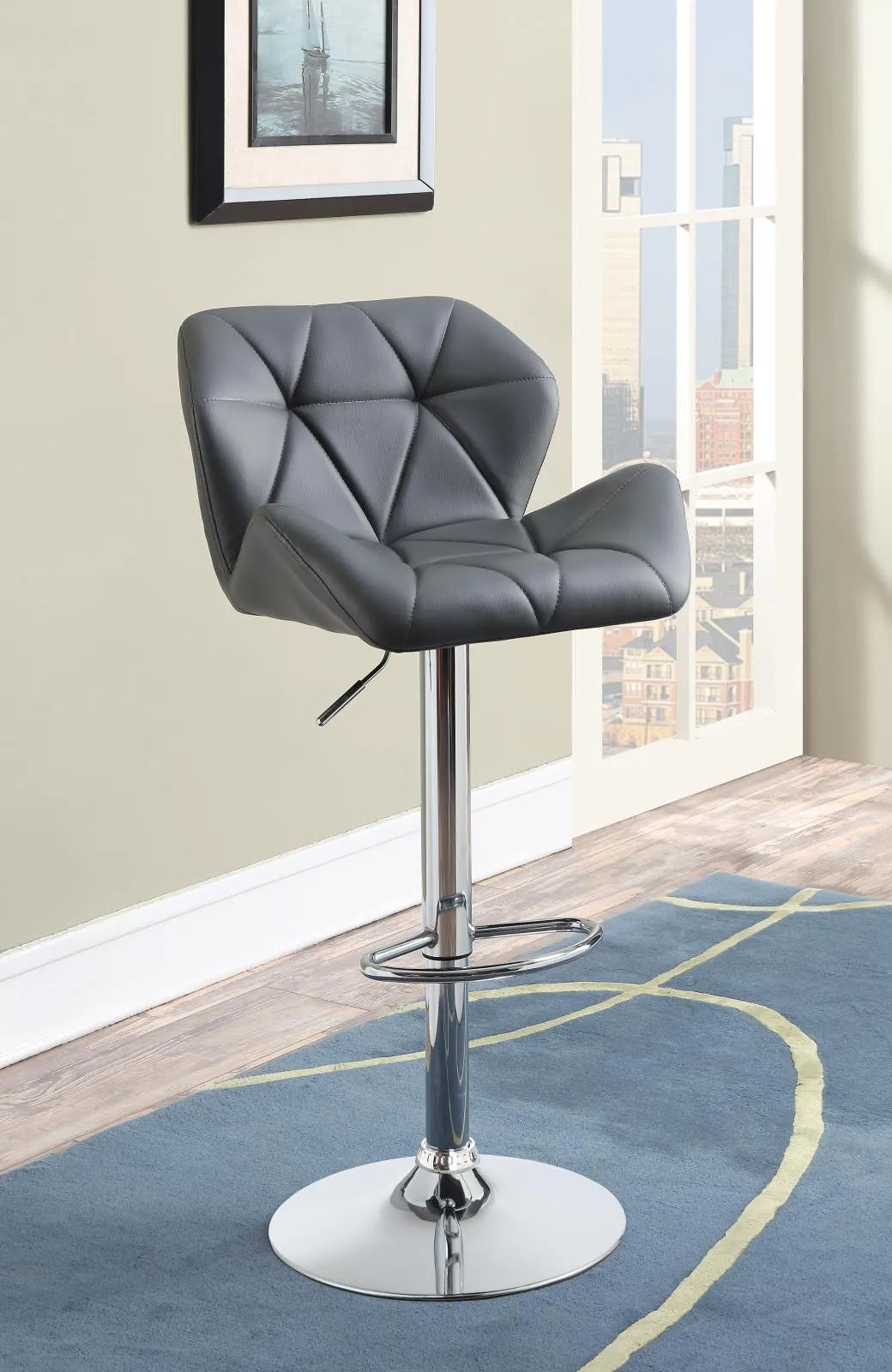 Berrington Chrome and Gray Adjustable Bar Stools, Set of 2 by Coaster at Eve Furniture