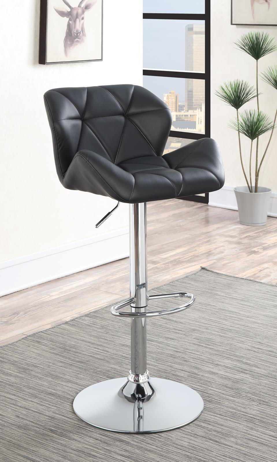 Berrington Chrome/Black Adjustable Bar Stools, Set of 2 by Coaster at Eve Furniture