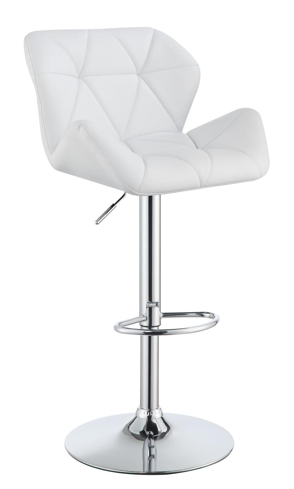 Berrington Chrome/White Adjustable Bar Stools, Set of 2 by Coaster at Eve Furniture
