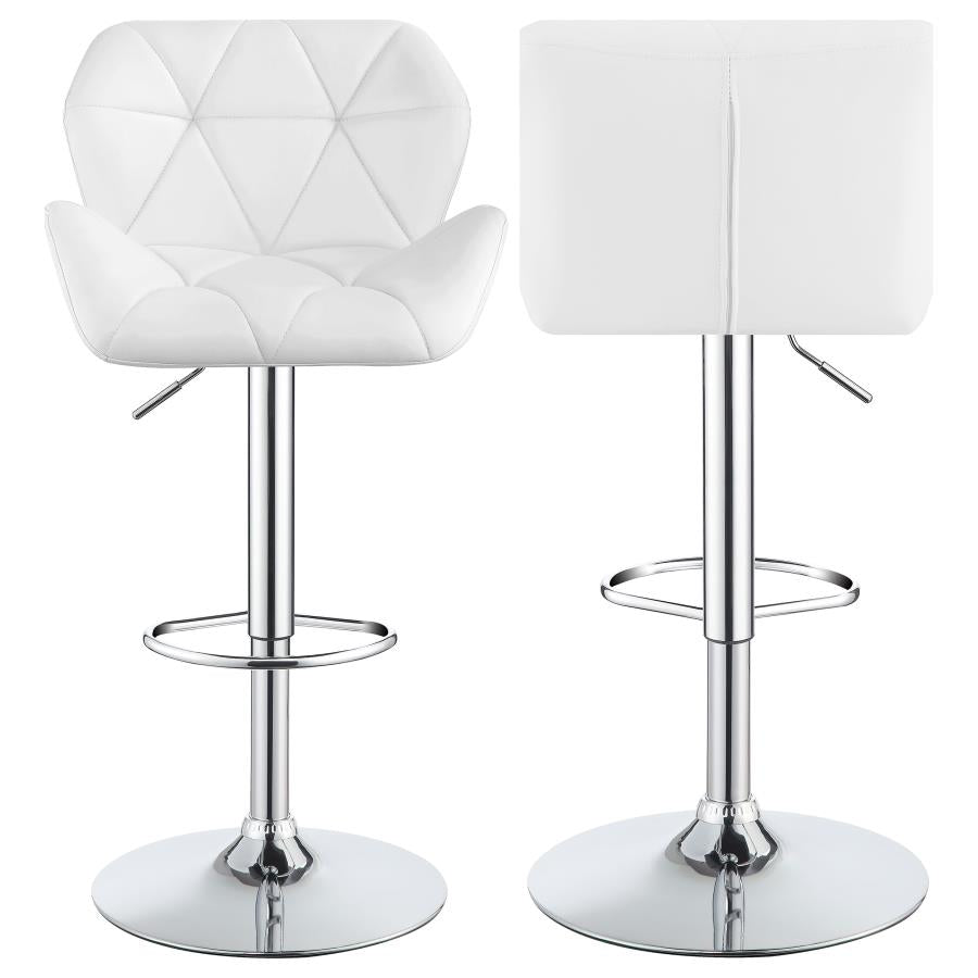 Berrington Chrome/White Adjustable Bar Stools, Set of 2 by Coaster at Eve Furniture