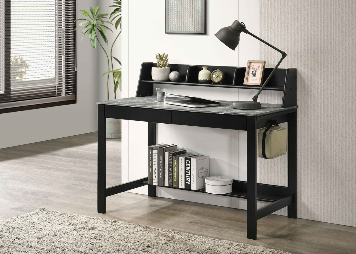 Besler Grey Stone/Black 47-inch SmartTop Writing Desk with Shelf by Coaster at Eve Furniture