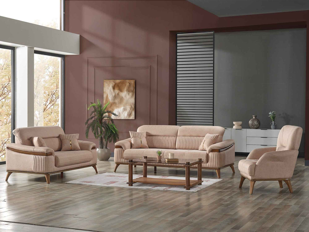 Beta Beige 3-pieces (Sofa & Loveseat & Chair) Living Room Set by Furnia at Eve Furniture
