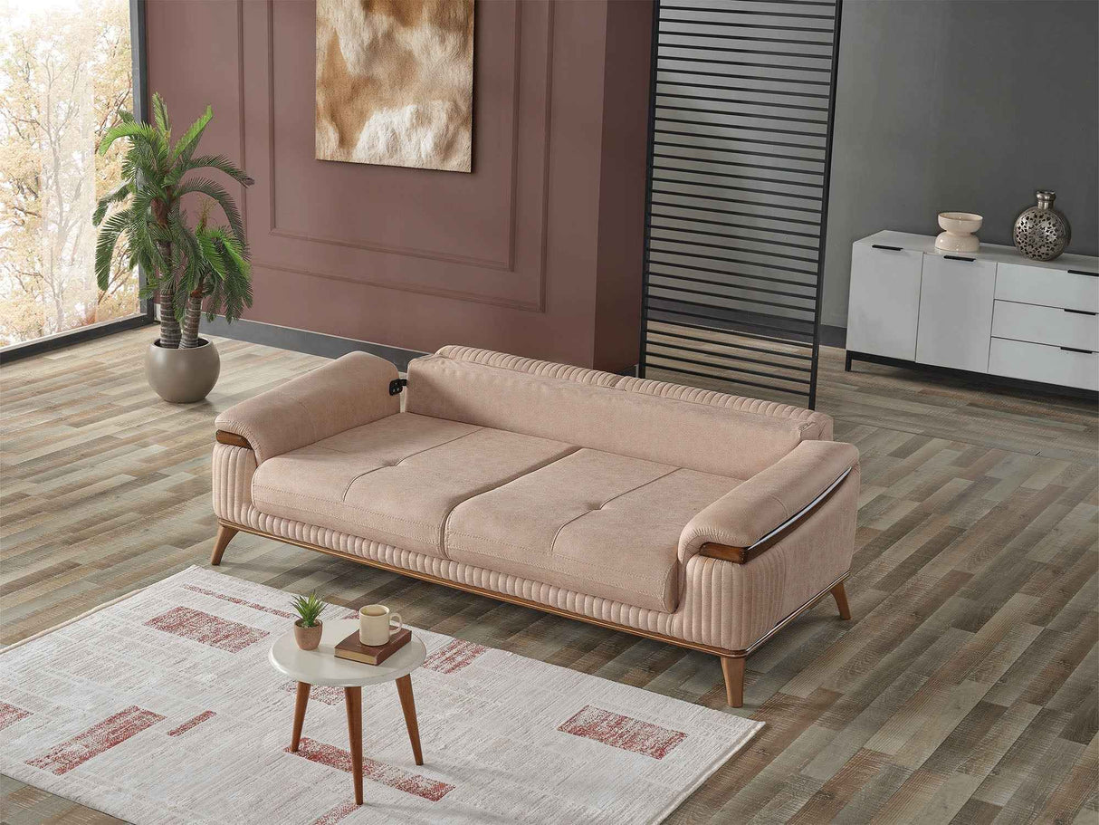 Beta Beige Convertible Sofa by Furnia at Eve Furniture