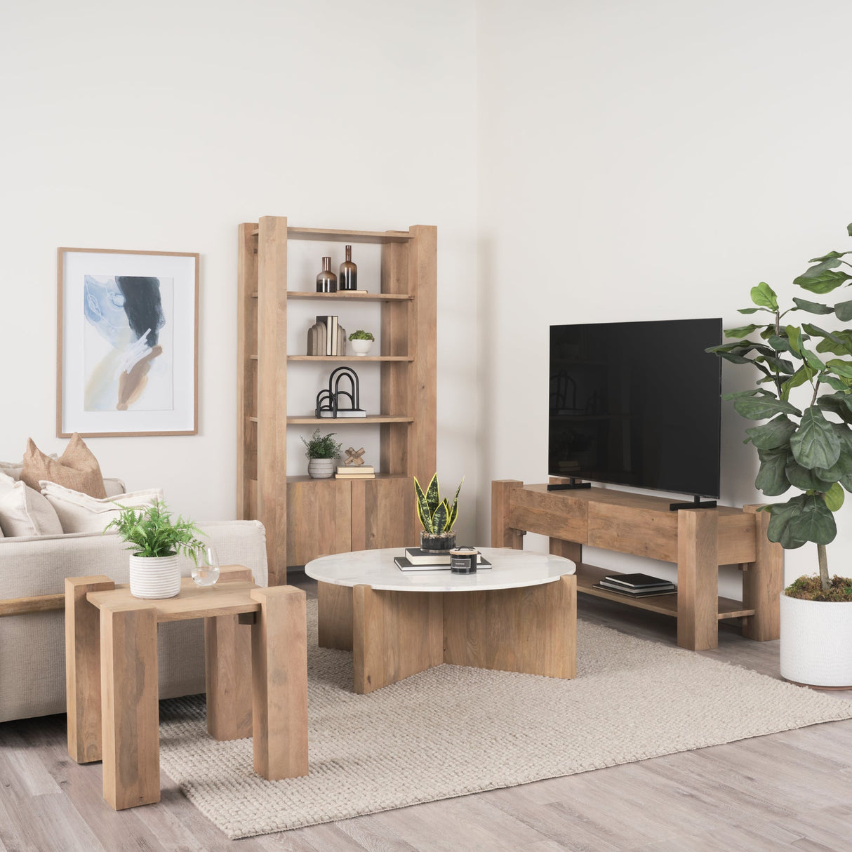 Beth Light Brown Wood Media Console by Mercana at Eve Furniture