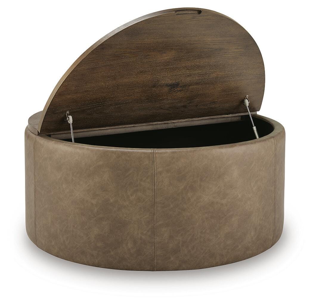 Bethanstone Warm Brown Storage Ottoman by Ashley at Eve Furniture