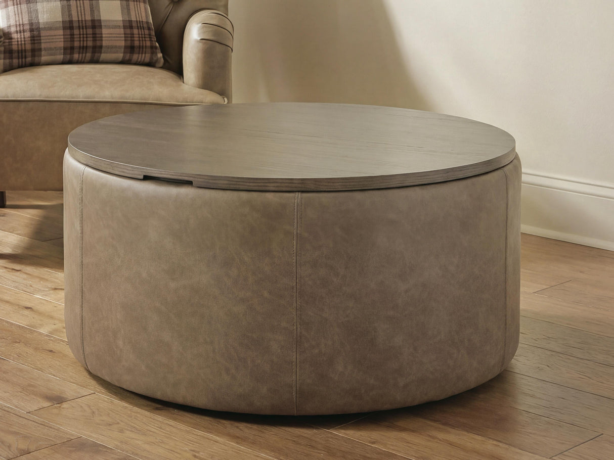 Bethanstone Warm Brown Storage Ottoman by Ashley at Eve Furniture