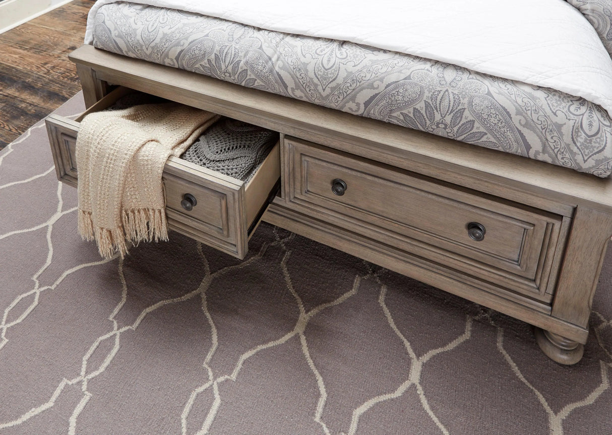 Bethel Wire Brushed Gray Queen Sleigh Storage Platform Bed by Homelegance at Eve Furniture