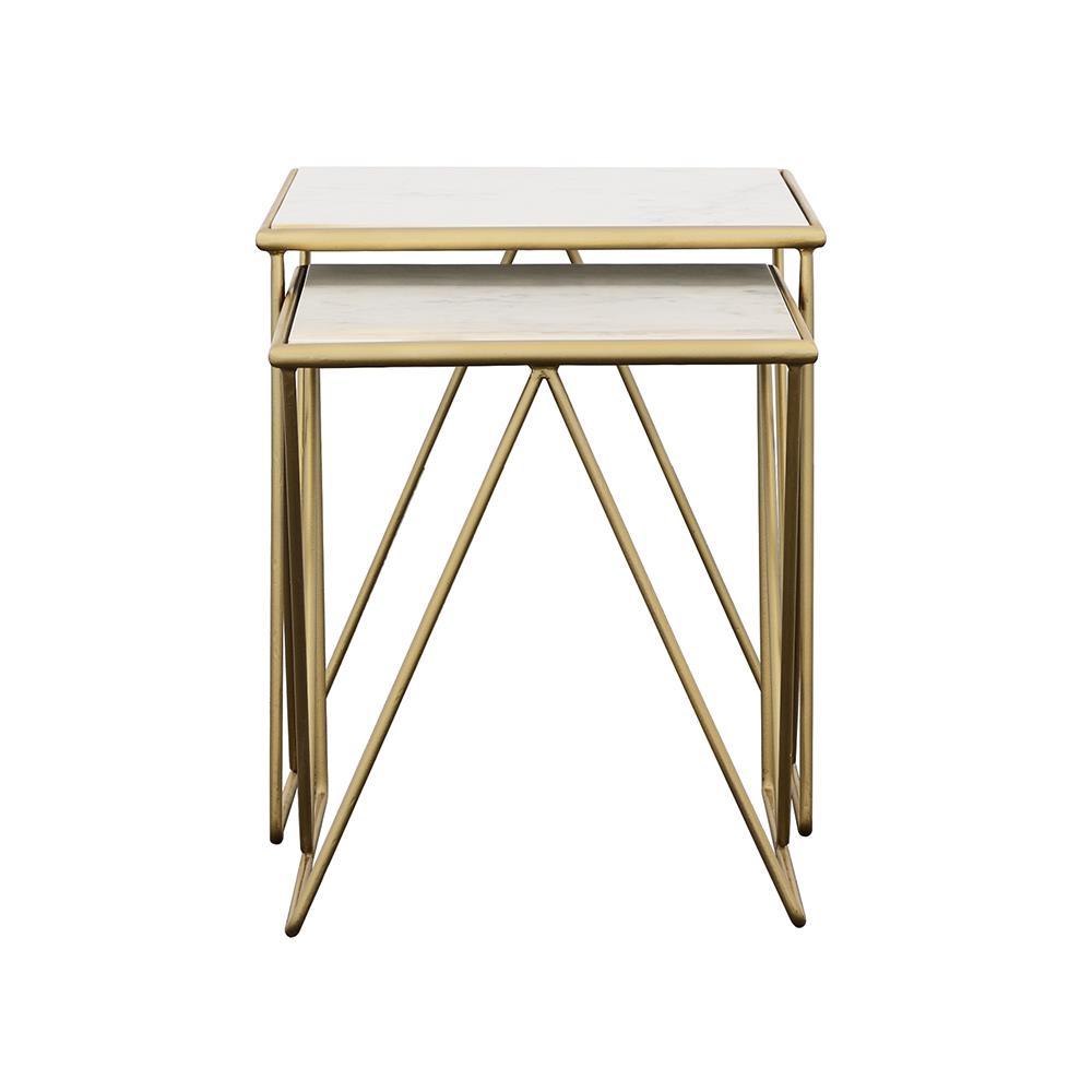 Bette White and Gold 2-Piece Nesting Table Set by Coaster at Eve Furniture