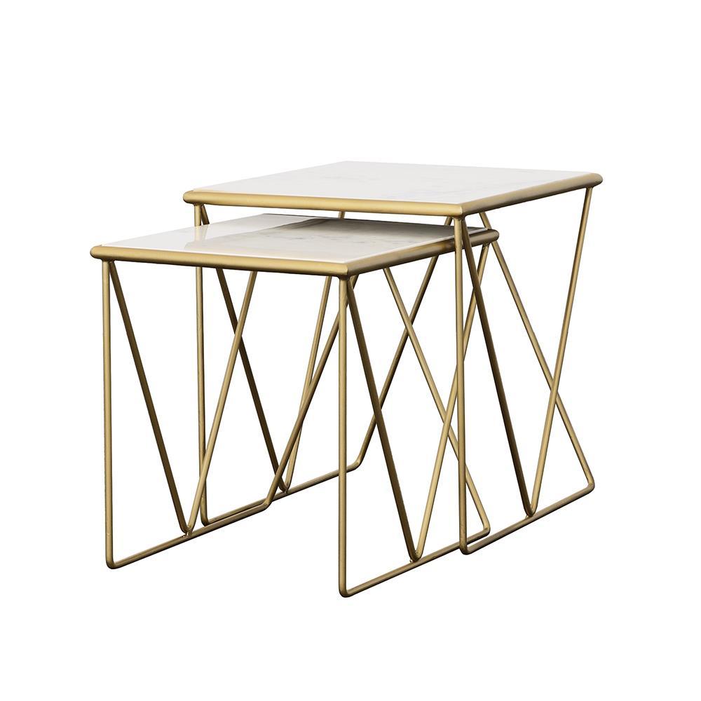 Bette White and Gold 2-Piece Nesting Table Set by Coaster at Eve Furniture