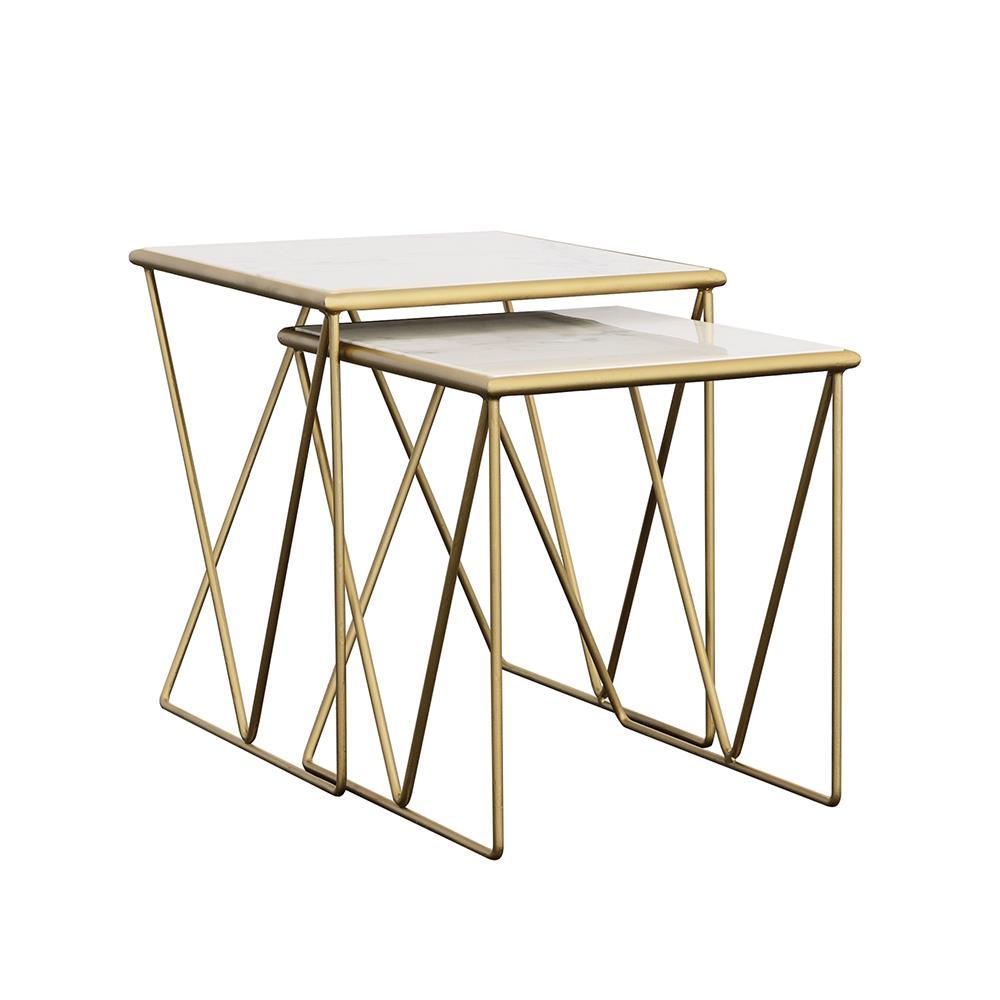 Bette White and Gold 2-Piece Nesting Table Set by Coaster at Eve Furniture